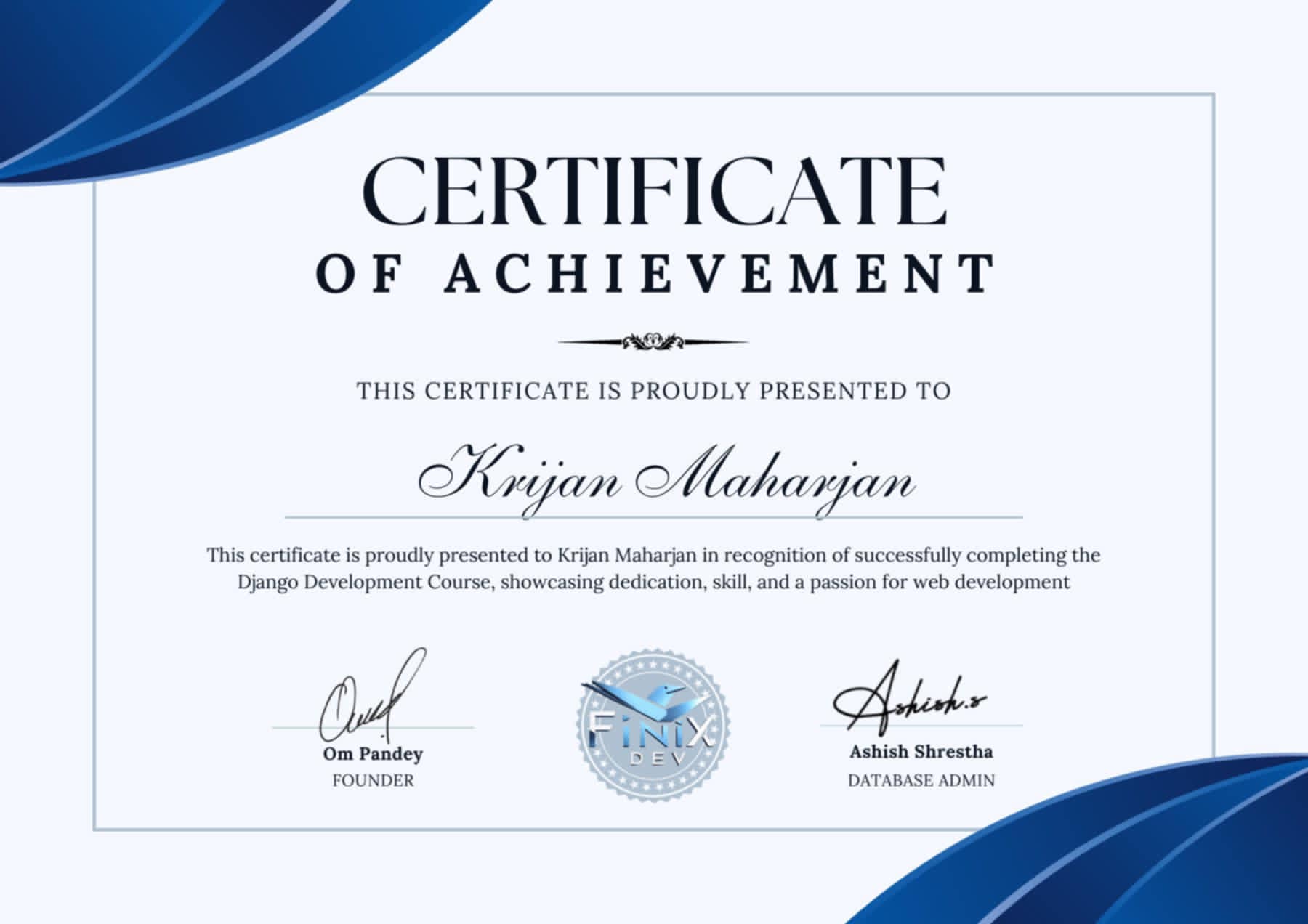 Programming Certificate